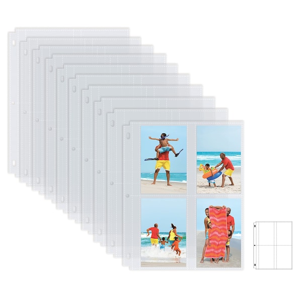 Better Office Products Photo Album Refill Sheets, For 3.5 x 5 Inch Photos, Heavyweight, Diamond Clear, 100PK 32410 - main